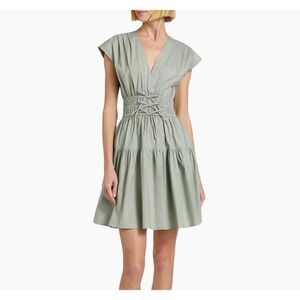 Derek Lam 10 Crosby Tora Smocked Cotton Poplin Mini Dress